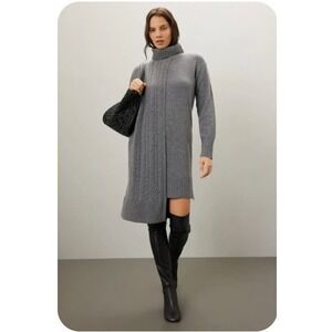 Eudon Choi Mixed-Knit Sweater Dress Wrap Wool Gray‎ Size Medium *READ FLAW*